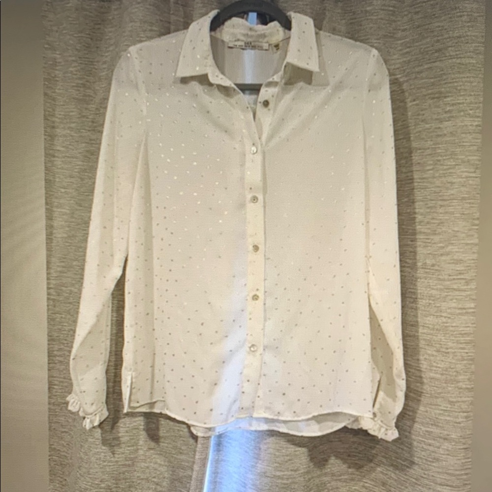 Dex Cream Button-Down Shirt with Subtle Dots